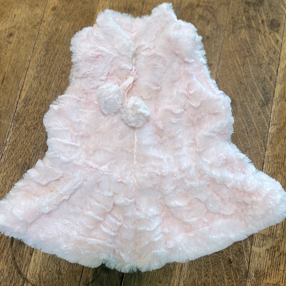 Mud Pie Little Girls Pink Furry Vest Size 24M, 2T-3T
